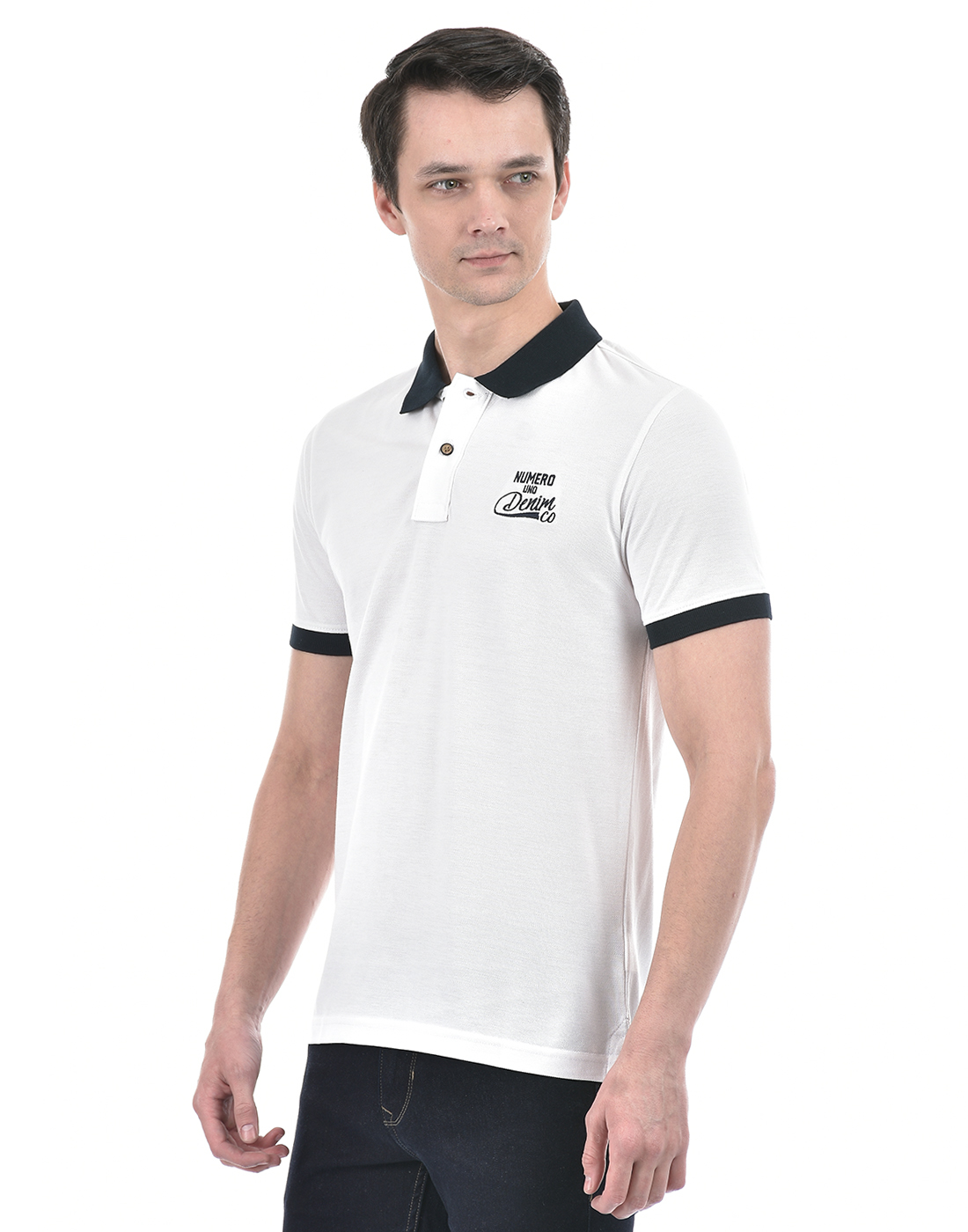 Numero Uno Men Color Block White T-Shirt